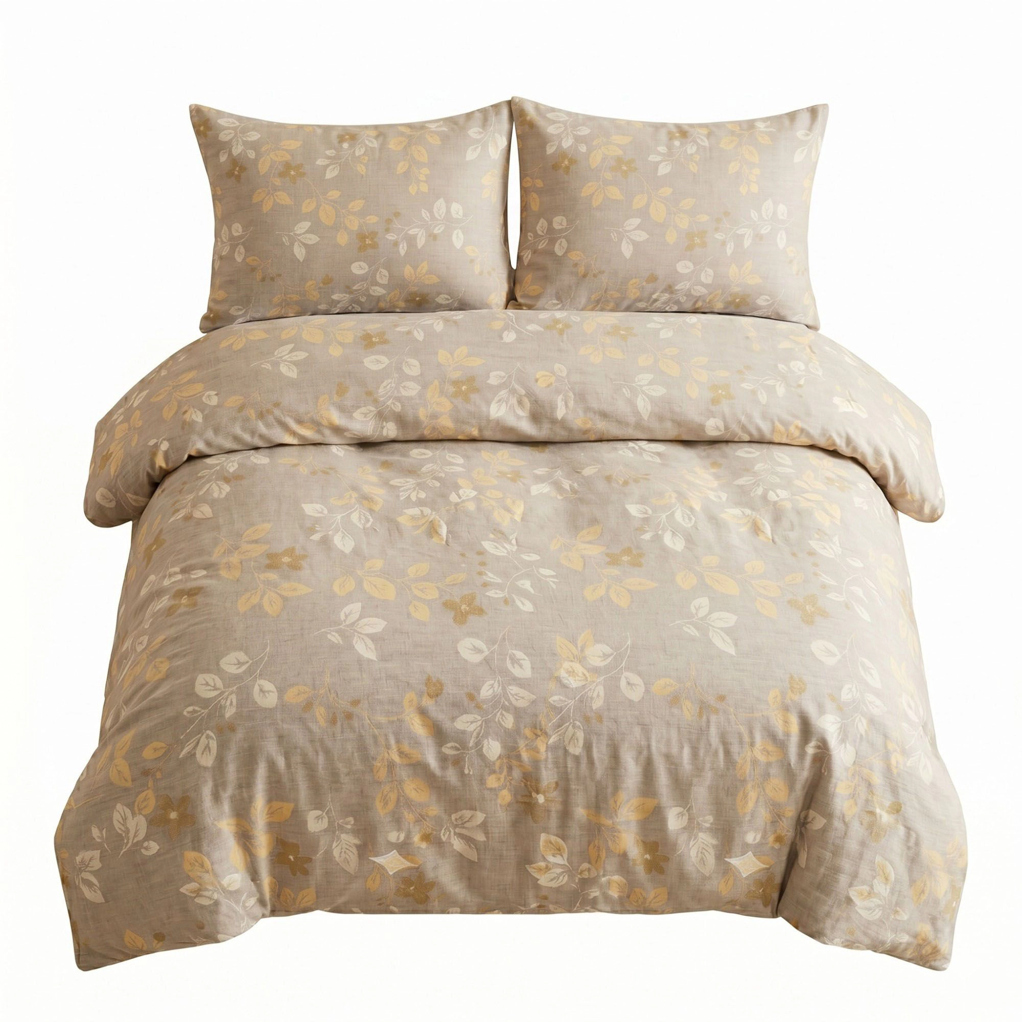 Alilang Unisex 3-Piece Cotton Bedding Set with Duvet Cover and Pillowcases Soft Washed Fabric Botanical Floral Print