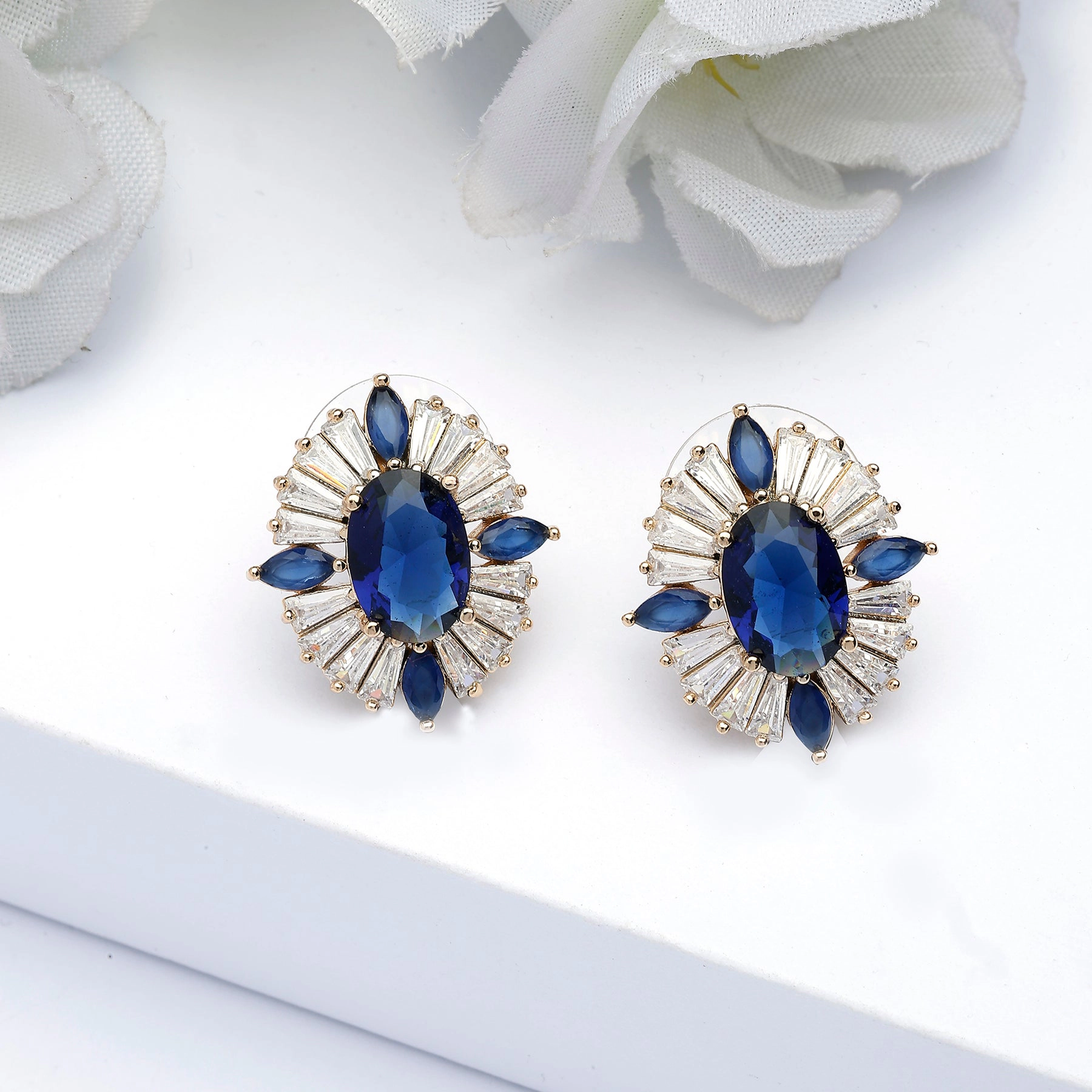 AGP PARIS Womens Timeless Dark Blue Stud Earrings
