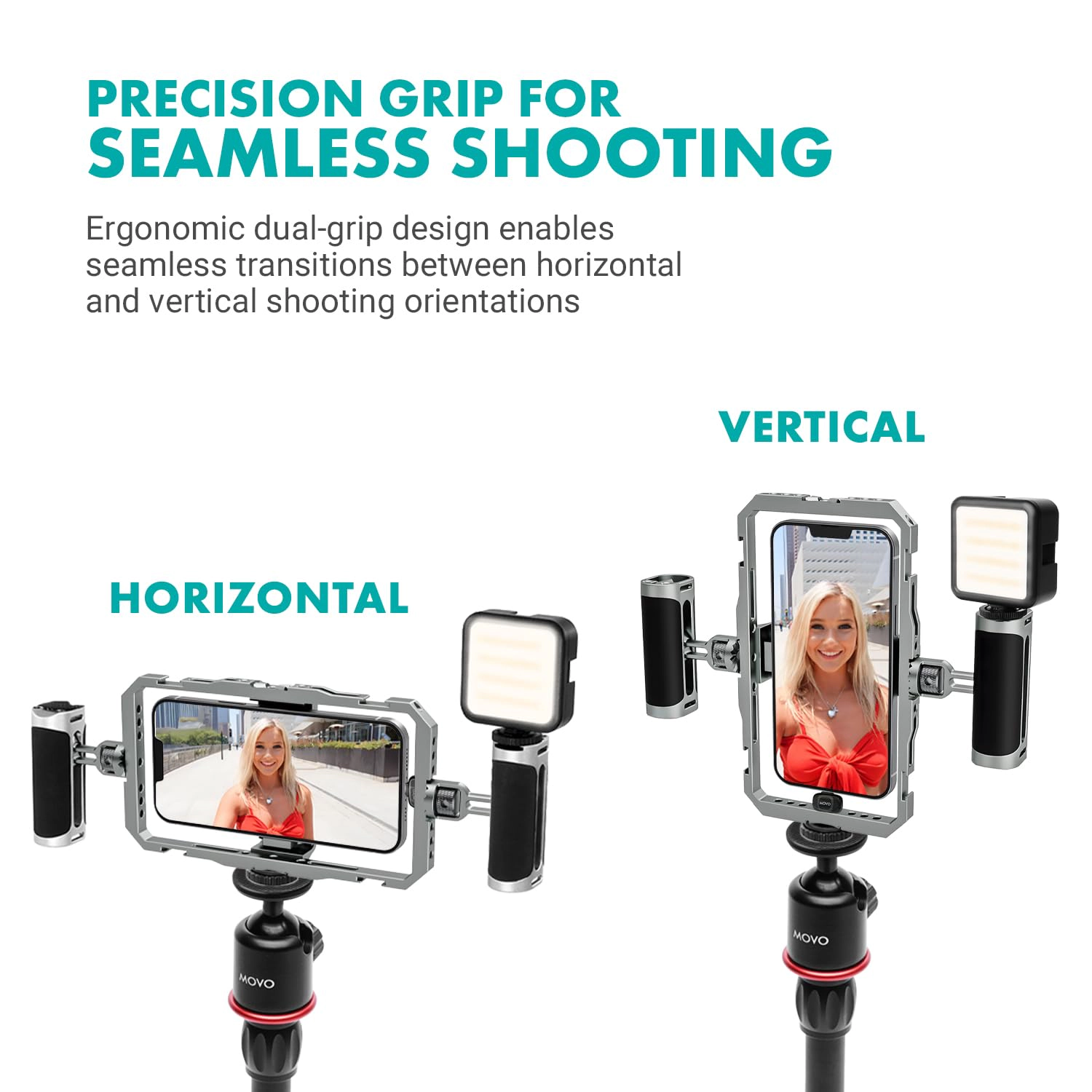 Movo iFilmer-PRO Smartphone Video Rig Kit – Stabilizer Cage with Dual Grips, Wireless Lavalier Microphones and Tripod