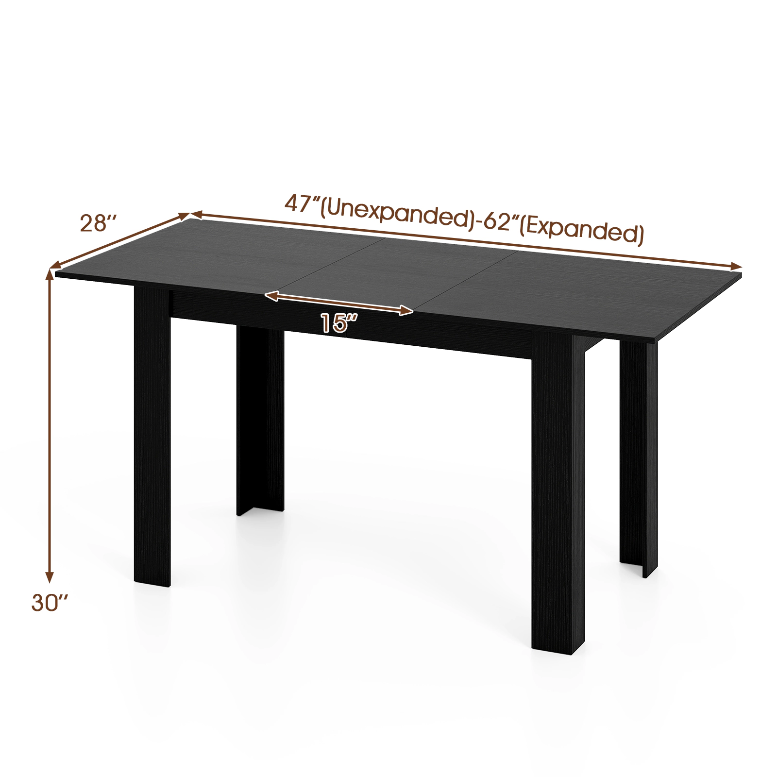 LJG Extendable Dining Table for 4-8 People 47"-62" Large Rectangular Kitchen