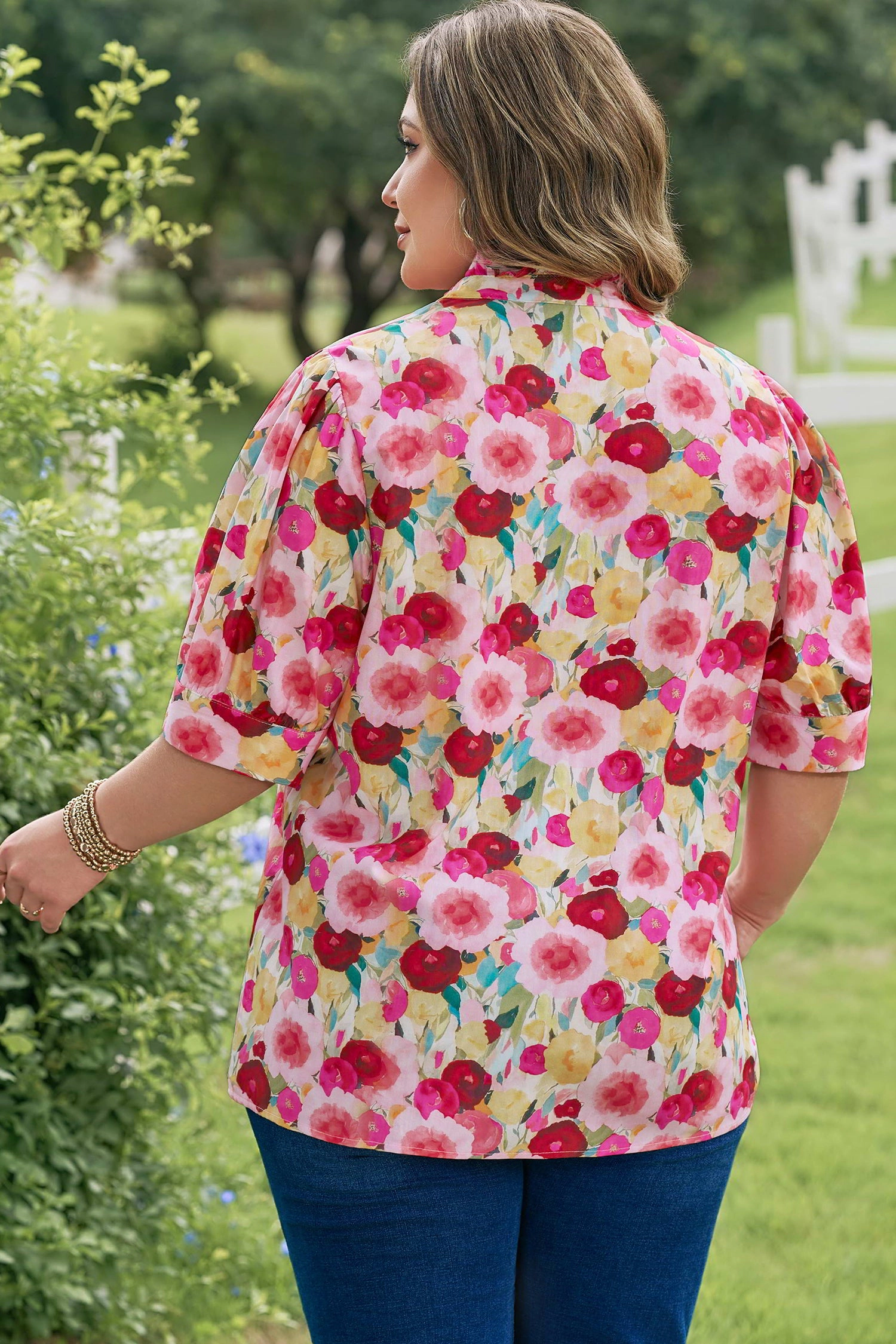 Threaded Pear Oaklynn Puff Short Sleeve PLUS Top