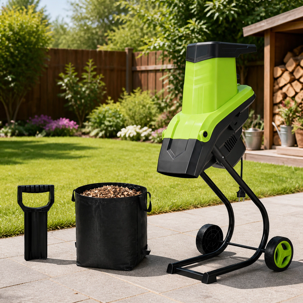 SUGIFT 15-Amp Electric Wood Chipper Shredder Mulcher with 1.8-in Max Cut and 13.2-gal Collection Bag
