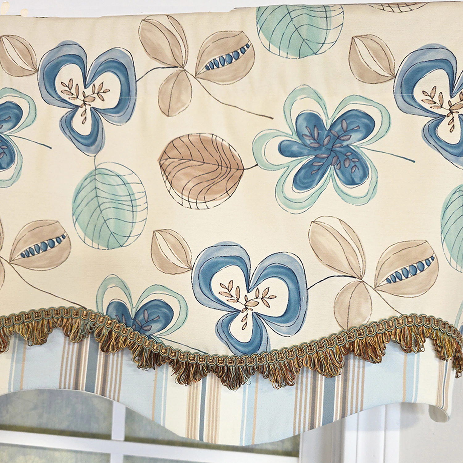 RLF Home 100% Cotton Jolly Glory  Fully lined Windows Rod Pocket Valance 50" x 16"  Cream