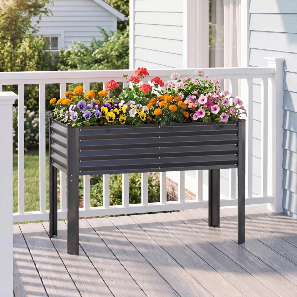 Hivvago Galvanized Raised Garden Bed with Legs Metal Elevated Planter Box