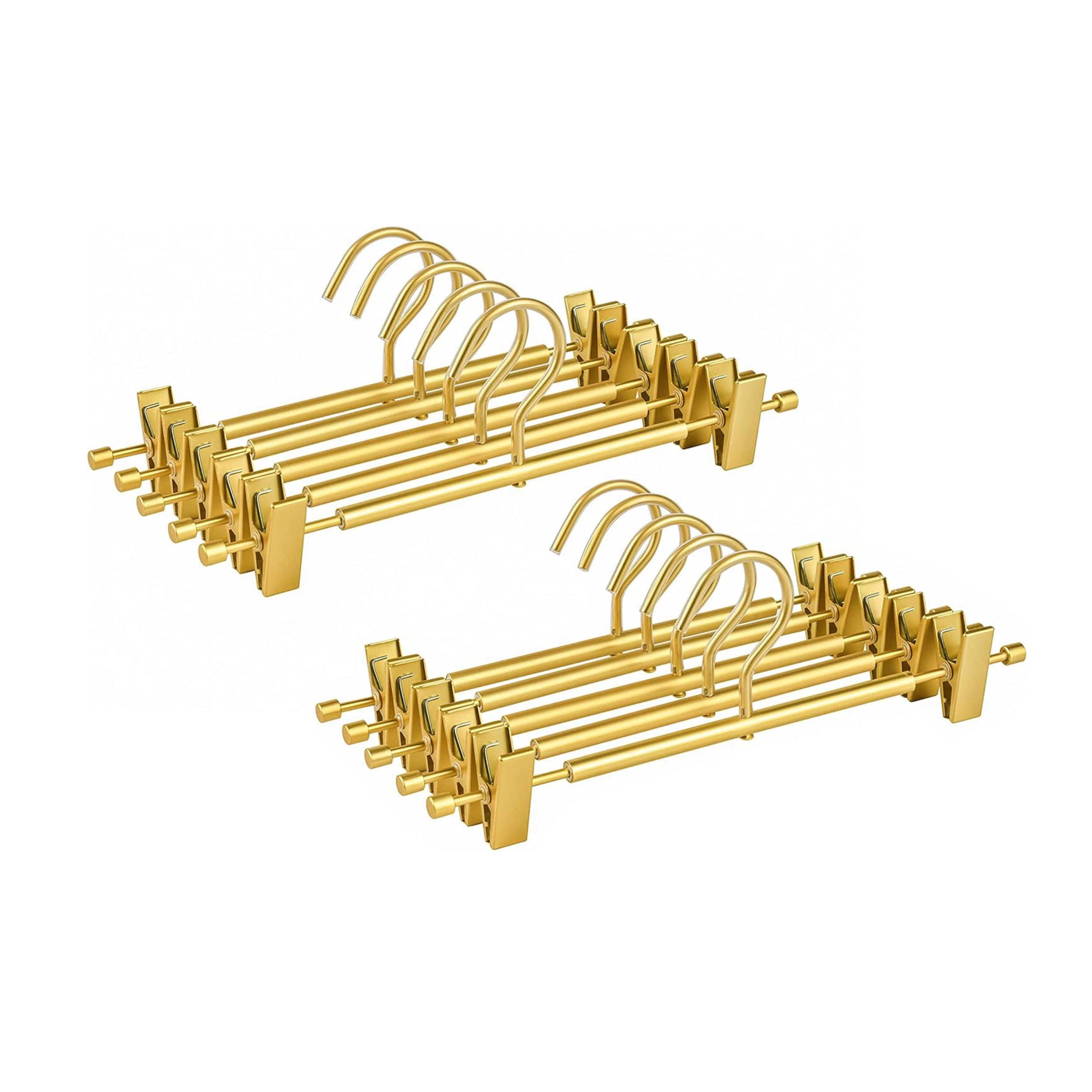 Stock Preferred Pack of 10 Matte Gold Aluminum Pants Hangers with Adjustable Clips