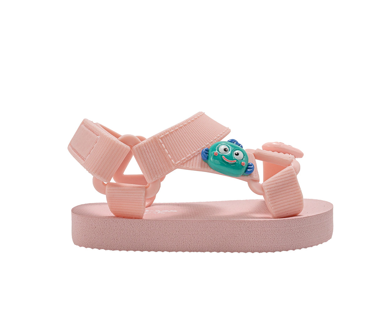bebe Toddler Girl's Sport Sandals with Charm Details Adjustable Hook and Loop Closure