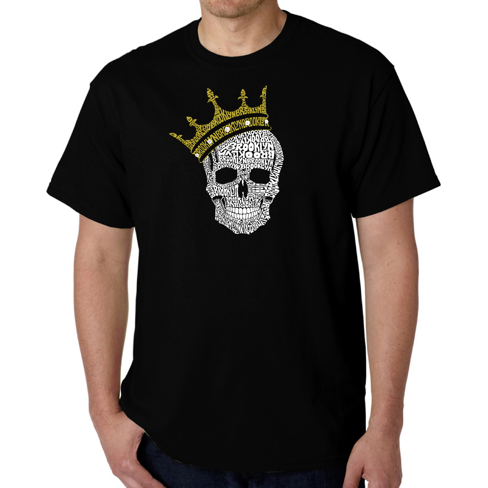 LA Pop Art Men's Brooklyn Crown Word T-Shirt