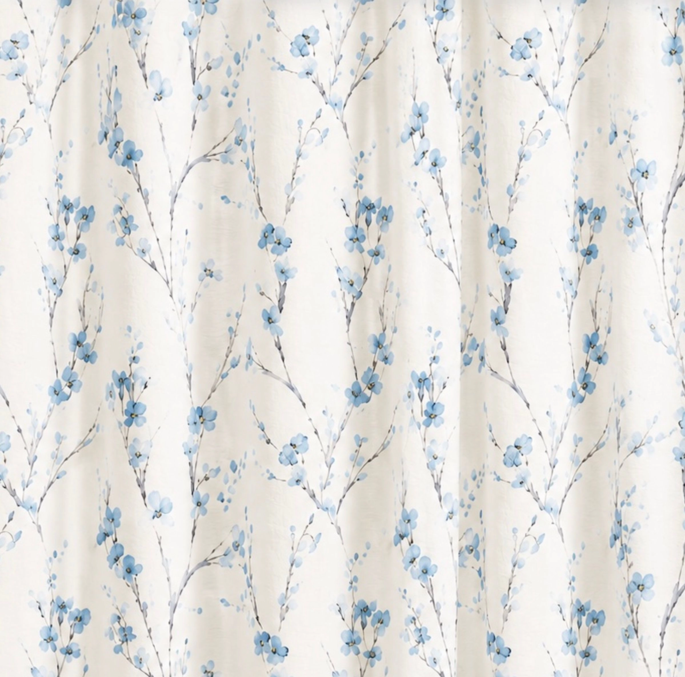 Kate Aurora Woodland Bloom Botanical Fabric Shower Curtain - 70 in. x 72