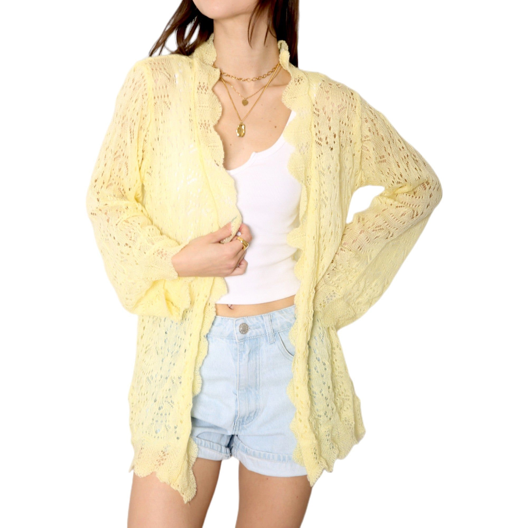 Anna-Kaci Women's Crochet Cardigan Casual Lightweight Long Sleeve Open Front Cardigans