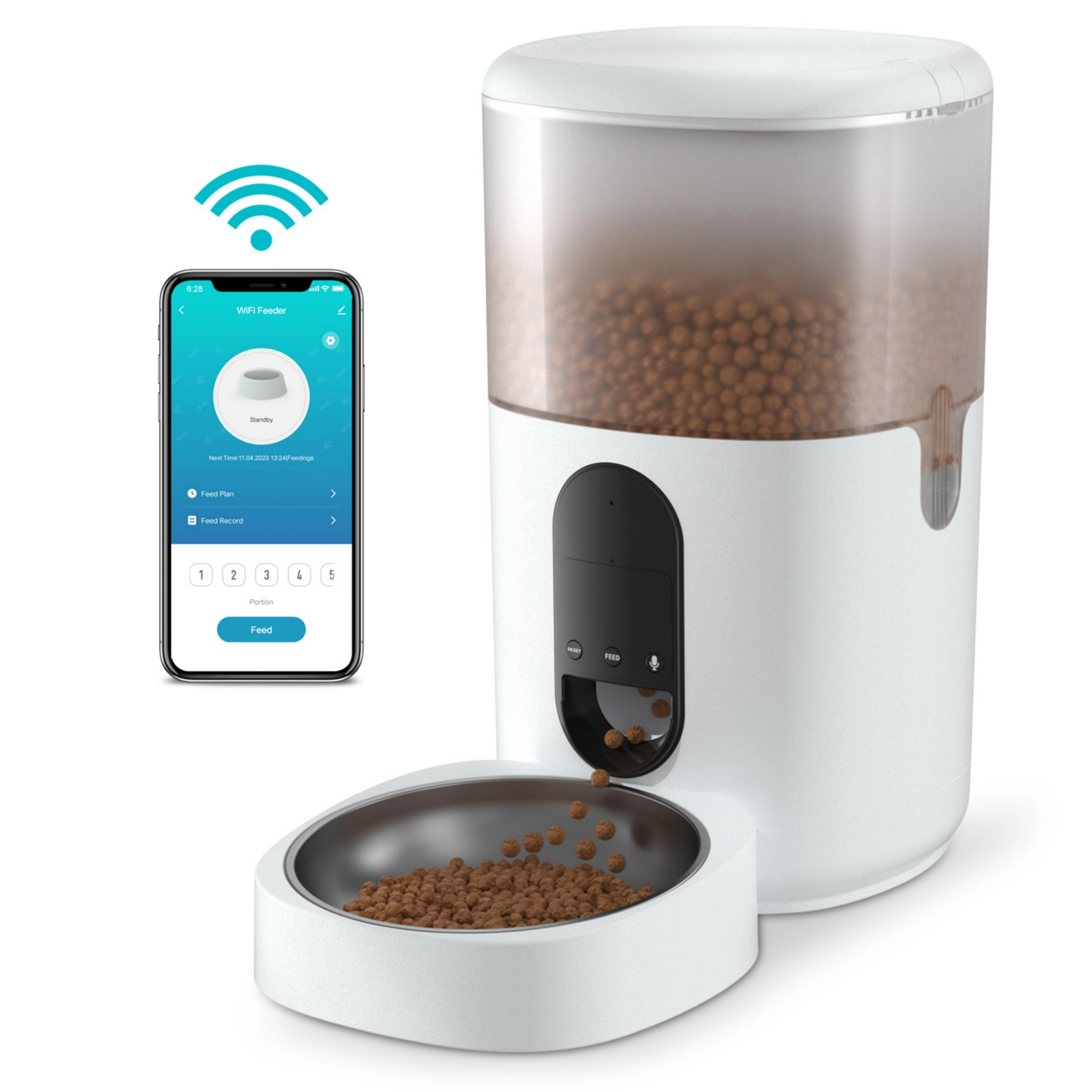 Eco4life 6L Smart WiFi Automatic Pet Feeder 10 Daily Feeds