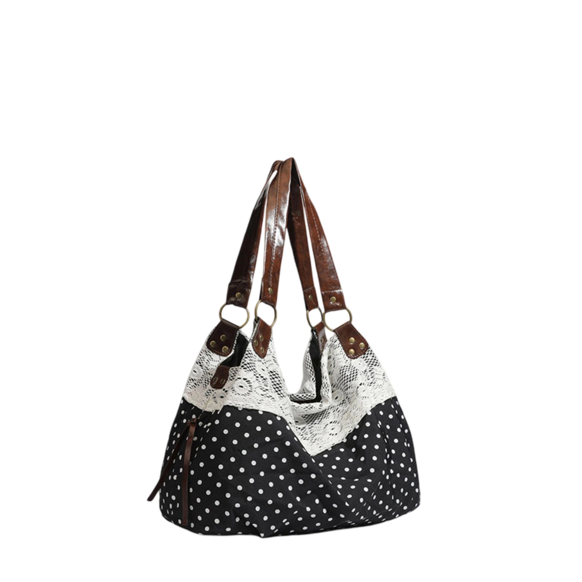 Alilang Women's Polka Dot Lace Accent Shoulder Bag for Women