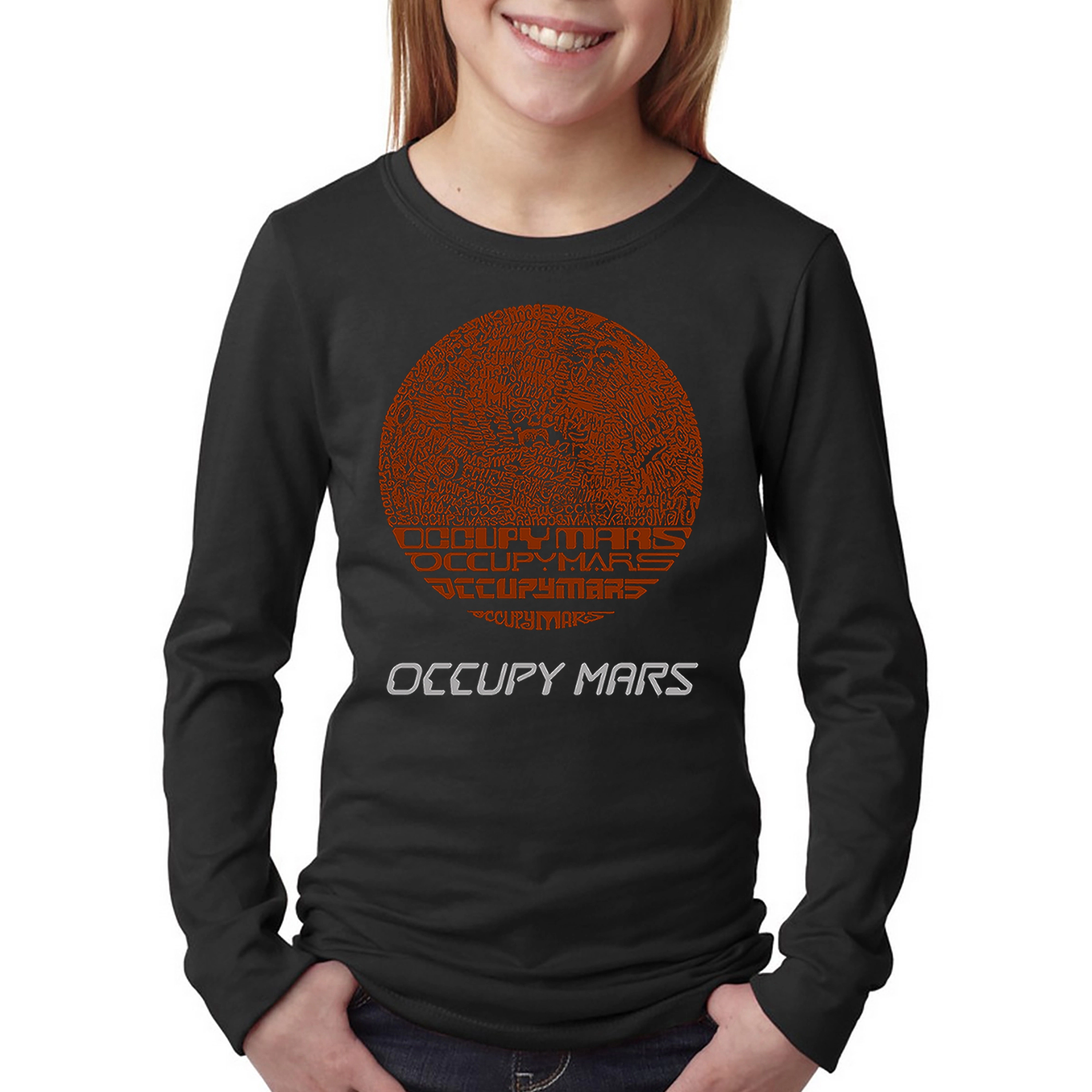 LA Pop Art Girls Long Sleeve Word T-Shirt - Occupy Mars