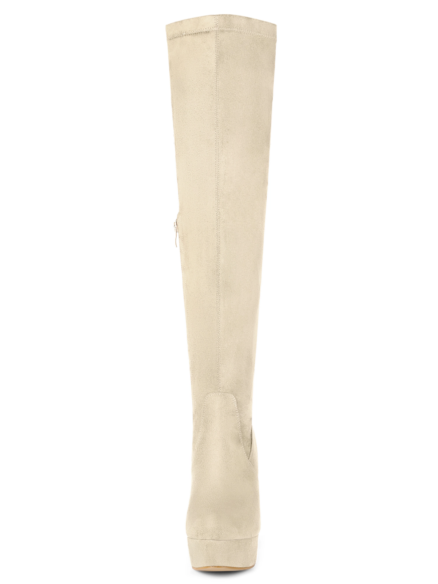 BLISSFUL STEP Women's Platform Block Heel Leopard over Knee High Boots - 9 M US
