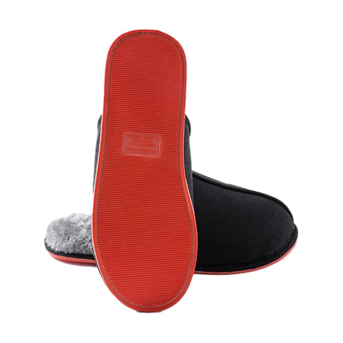Roxoni Men's Faux Fur Lined House Slippers Warm Indoor Comfort Slip-On