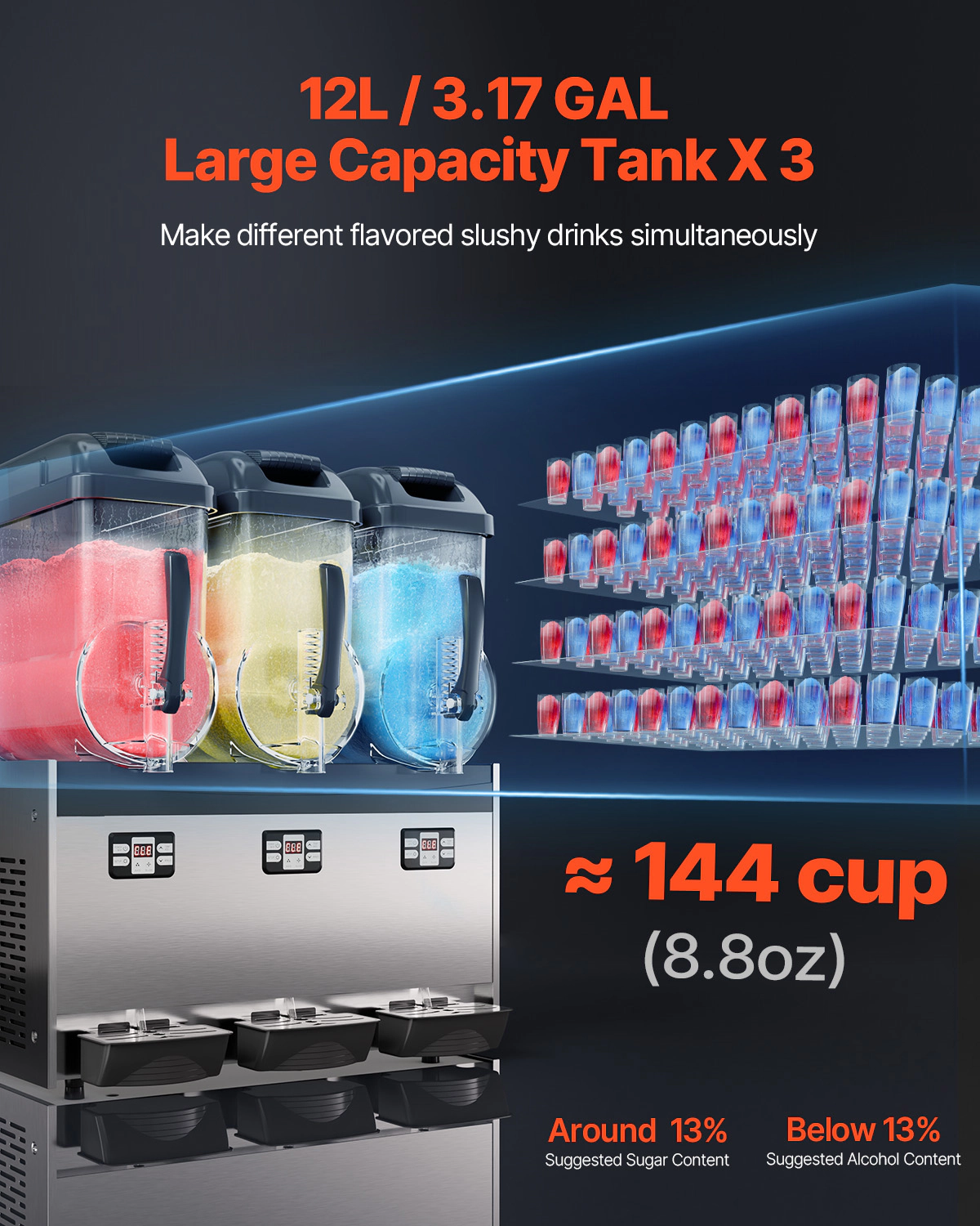 HONGGE Commercial Slushy Machine, Frozen Drink Stainless Steel Margarita Smoothie Maker