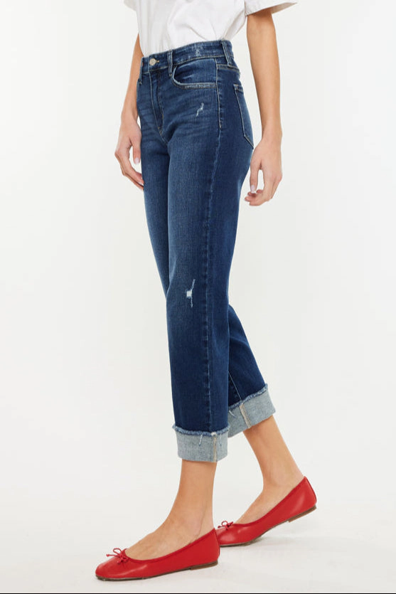 KanCan Women's Essentials High Rise Cropped Straight Leg Jeans Irma