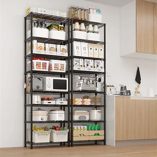 Flynama 8 Tier Heavy Duty Wire Shelving with Wheels 1600LBS NSF Adjustable Steel Rack for Garage Pantry and Commercial
