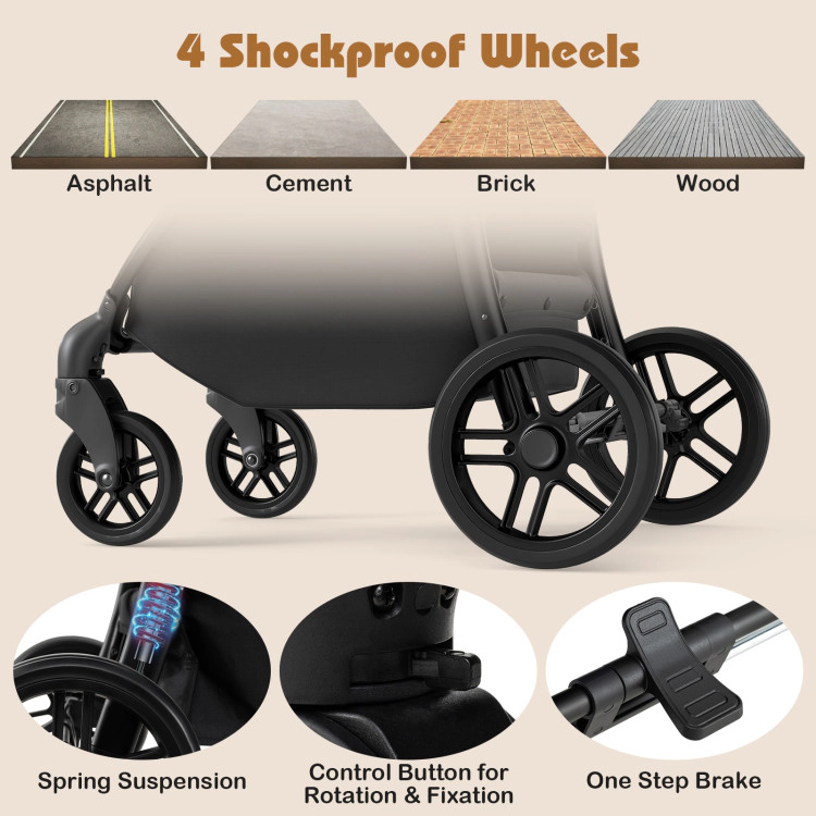 Hivvago 2-in-1 Baby Stroller with Bassinet Mode and Reversible Seat