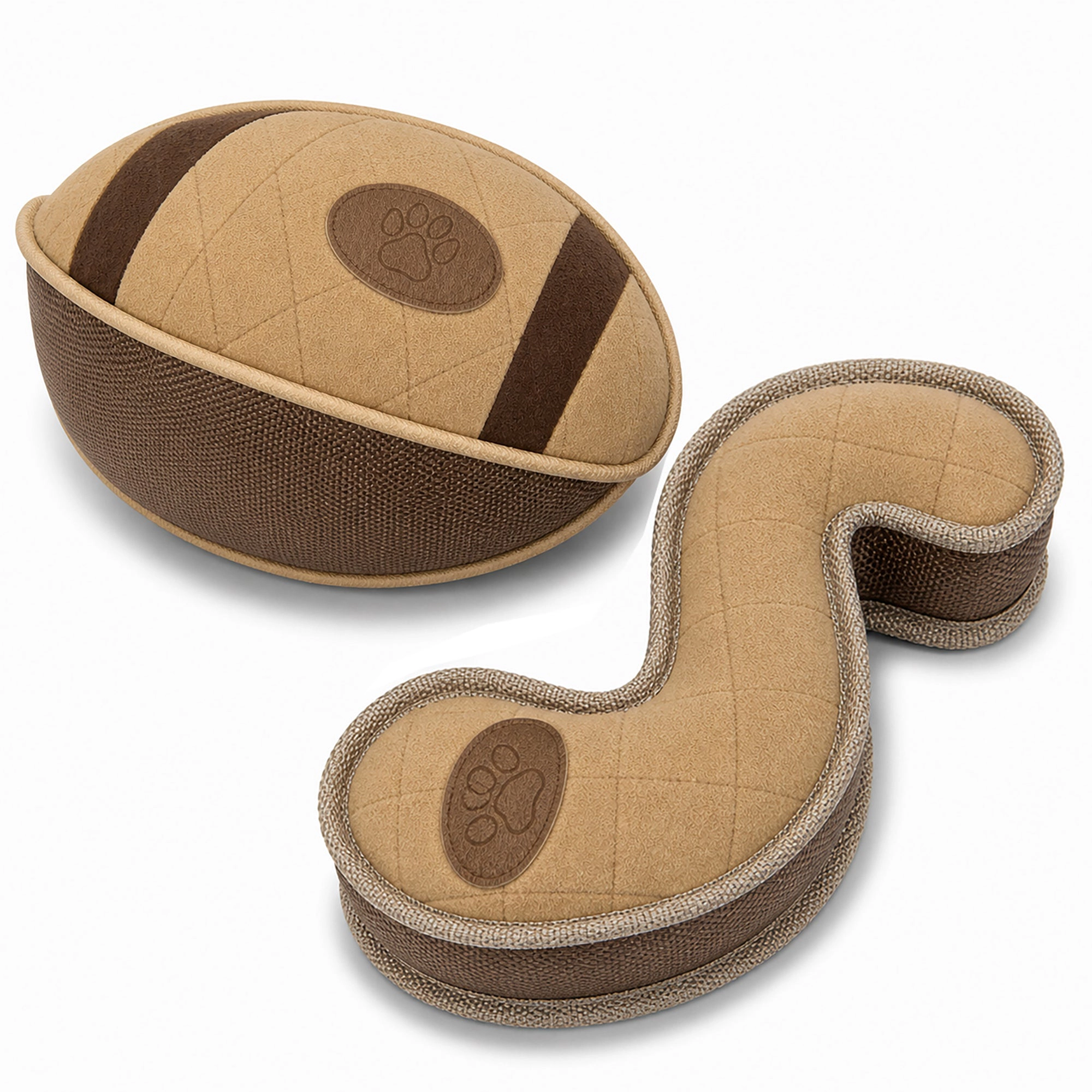 Pet Life ® 2-Piece Indoor or Outdoor Durable Nylon Plush Squeak and Fetch Dog Toy Set - Khaki
