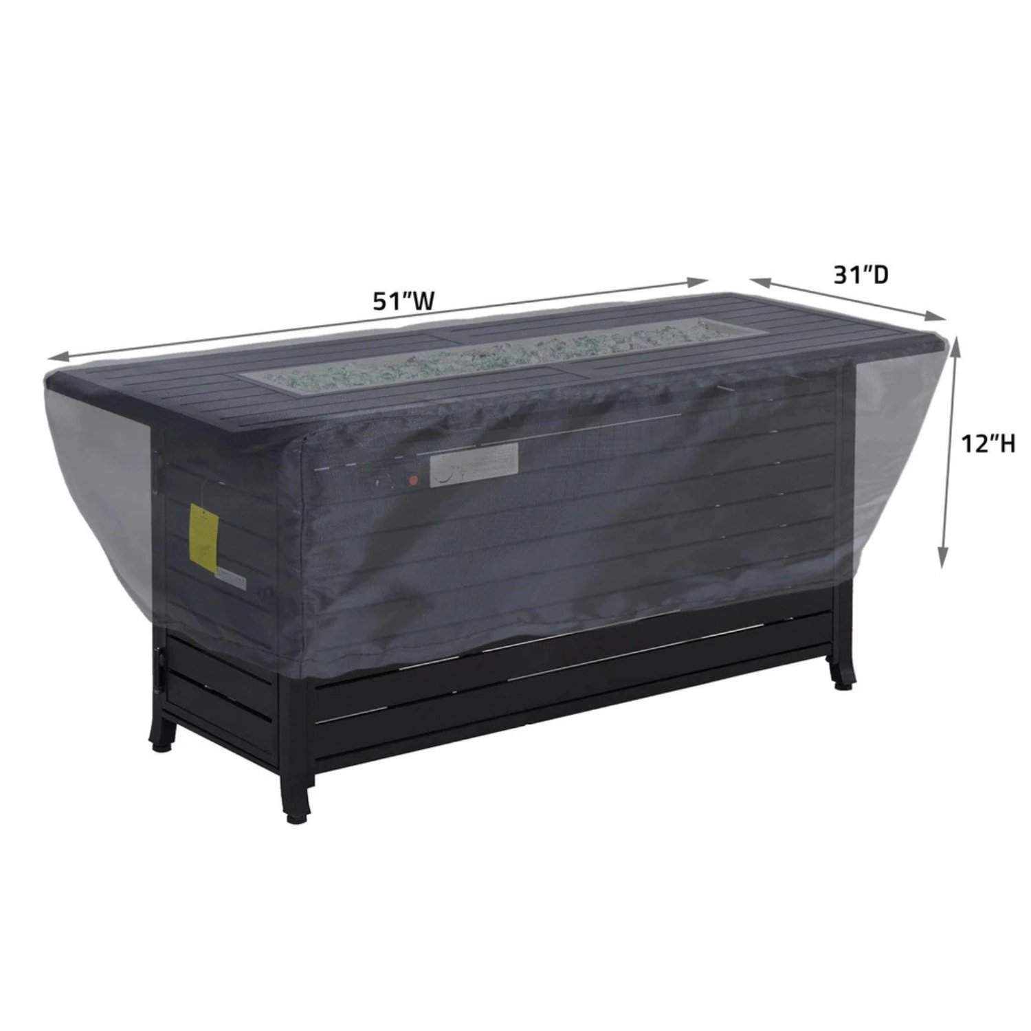 Summerset Shield Fire Pit Cover Ultimate Protection for Your Outdoor Furniture Rectangle 51" x 31" x 12" Mercury