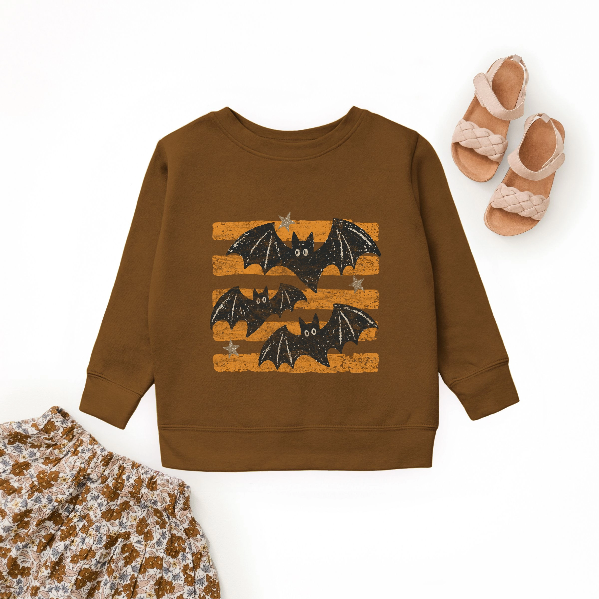 The Juniper Shop - Youth Graphic Sweatshirt Bats Orange Stripes