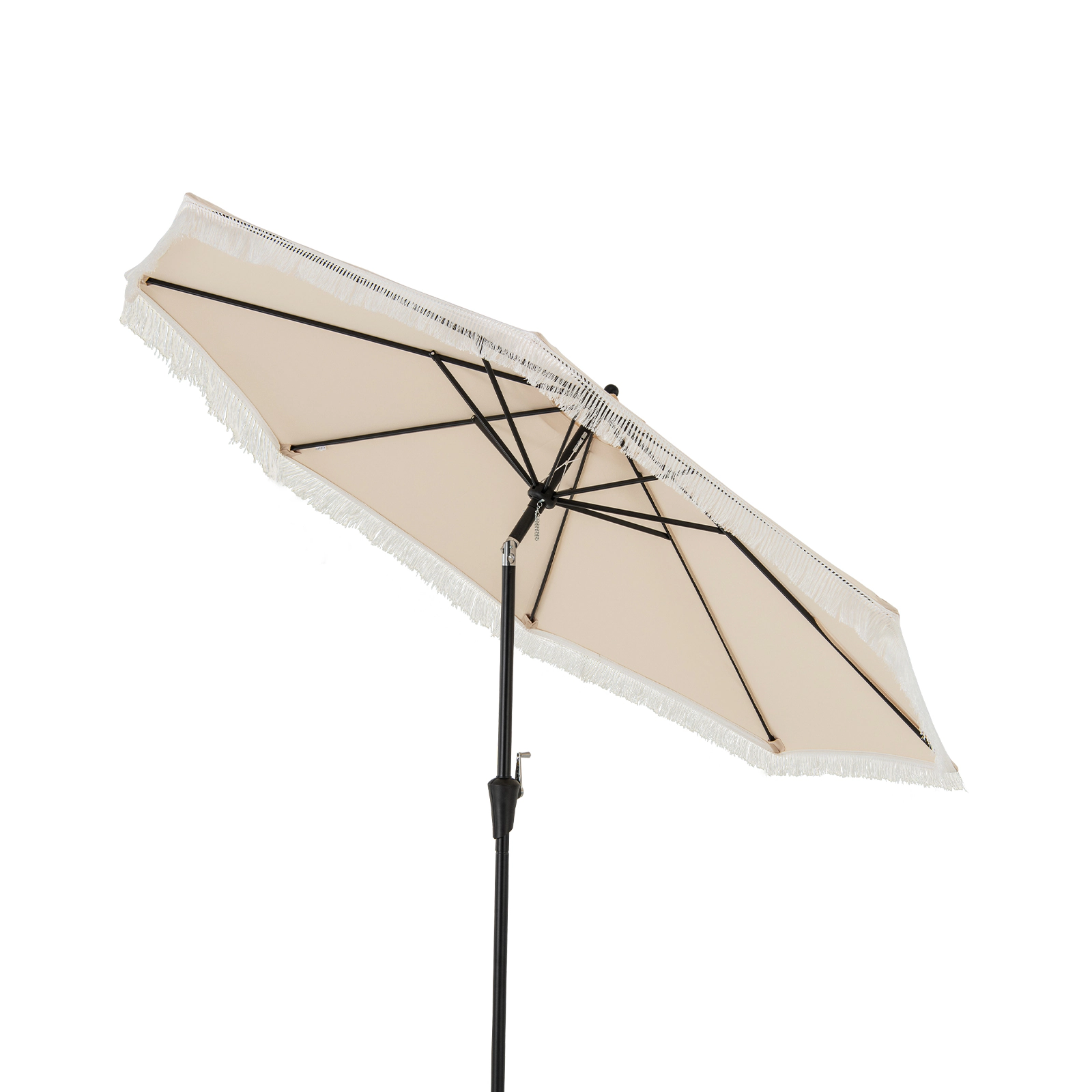 SUGIFT Sun-Protective 9-ft Patio Umbrella with Tilt, Crank Handle and Vented Polyester Canopy 12-lb Beige