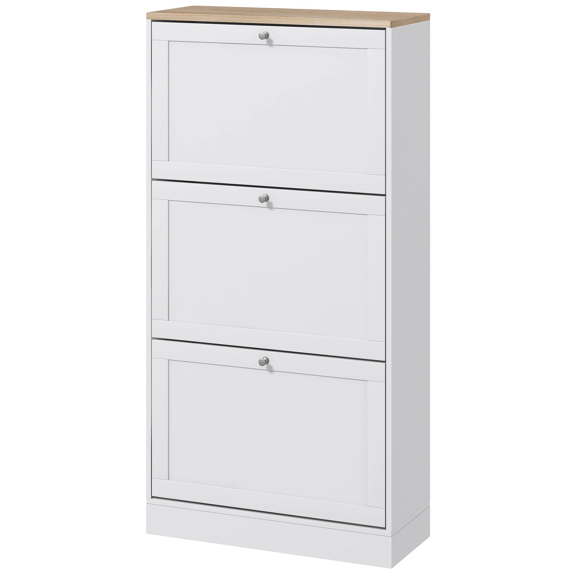HONGGE Modern Shoe Storage Cabinet with 3 Flip Drawers and Adjustable Shelves for 12-18 Pairs of Shoes