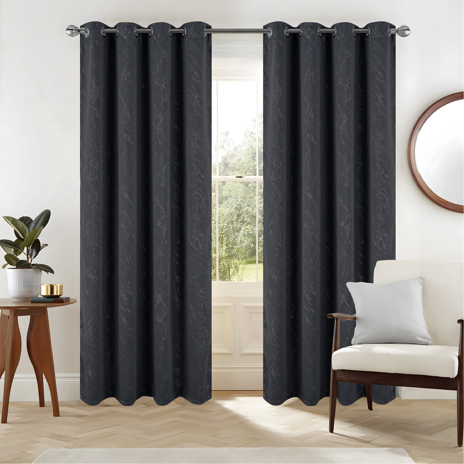 RT Designers Collection Heidi Halo Foil Blackout Polyester Window Curtain Grommet Panel 52" x 84