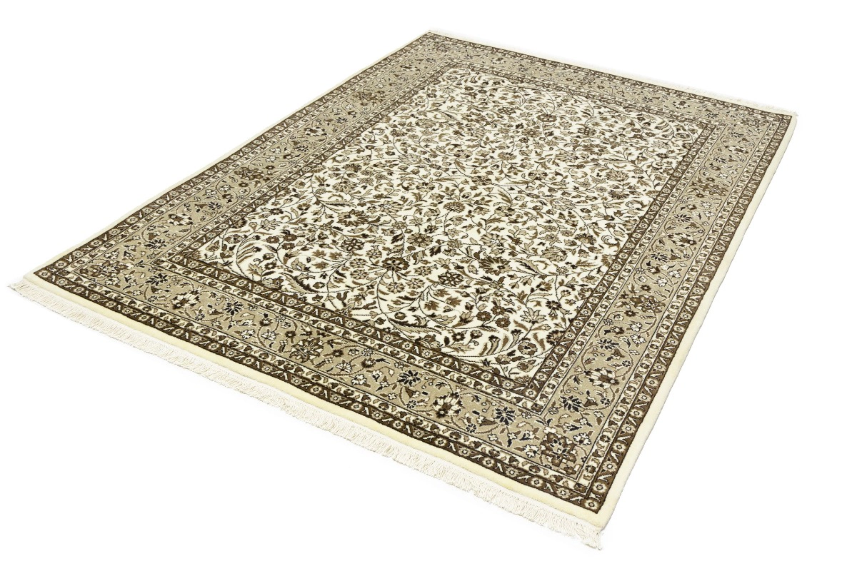 Magic Rugs 5'6 X 7'9 Cream Floral Hand Knotted Kirman Oriental Wool Rug