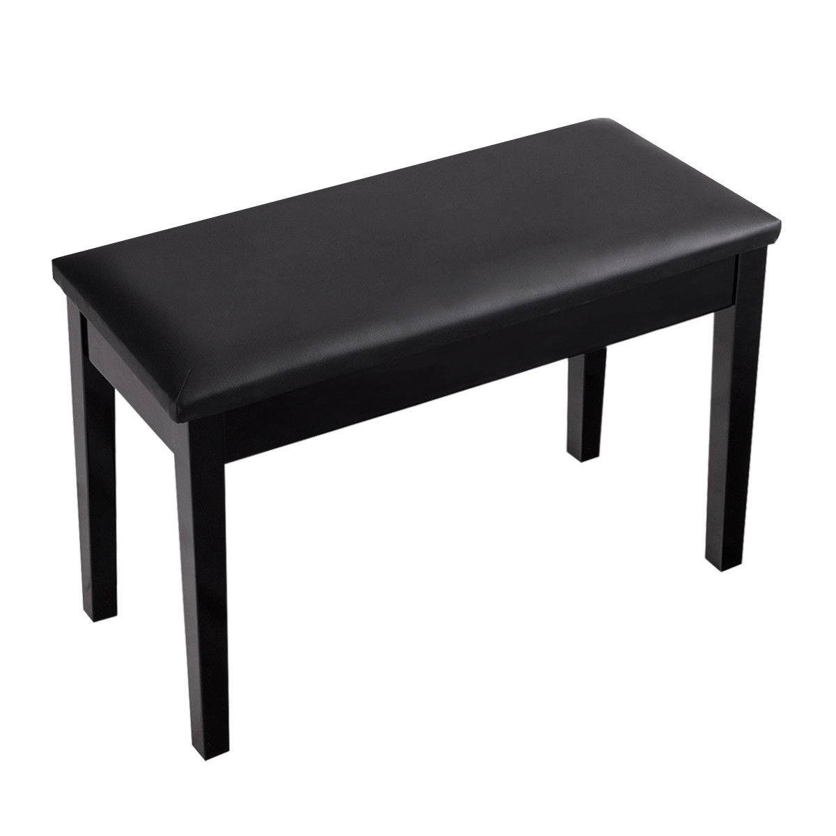 LJG Solid Wood PU Leather Padded Piano Bench Keyboard Seat