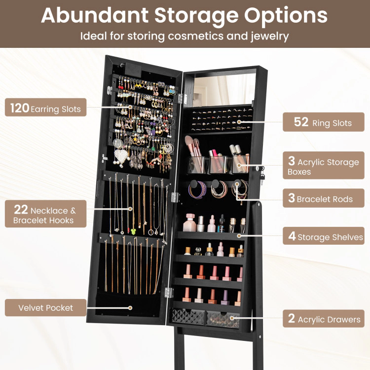 Hivvago Mirror Jewelry Cabinet with 20 Warm Lights and 4 Tilt Angles