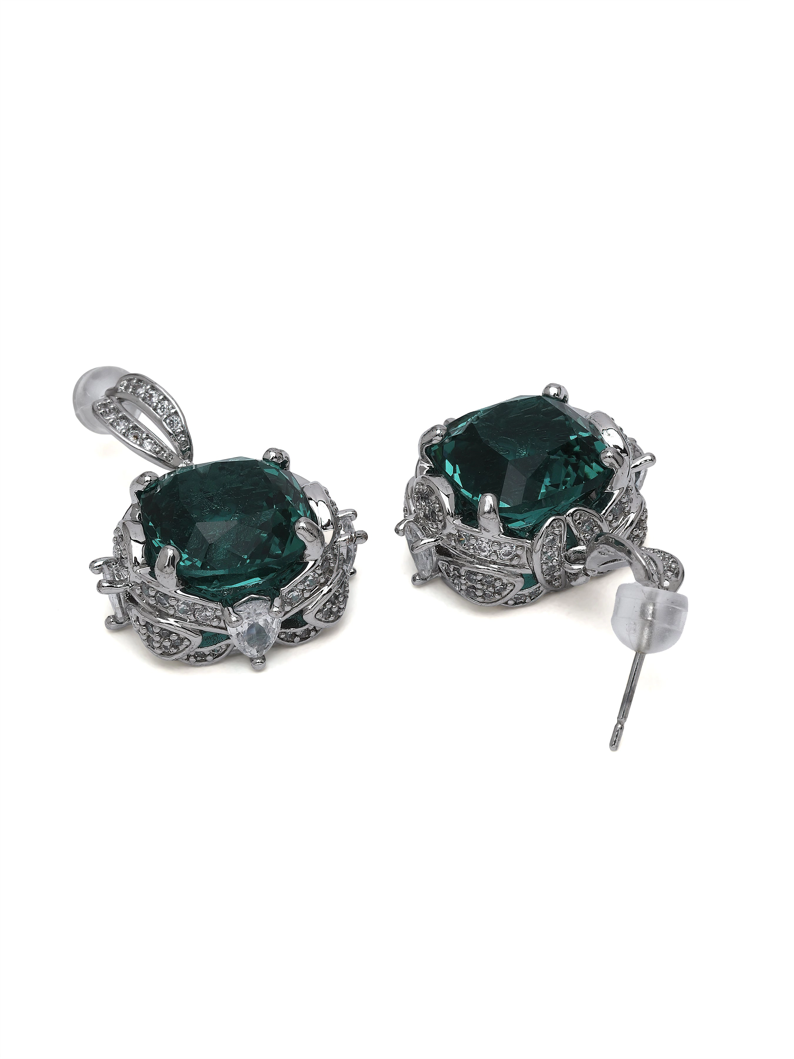 AGP PARIS Womens Cushion Cut Halo Drop Earrings