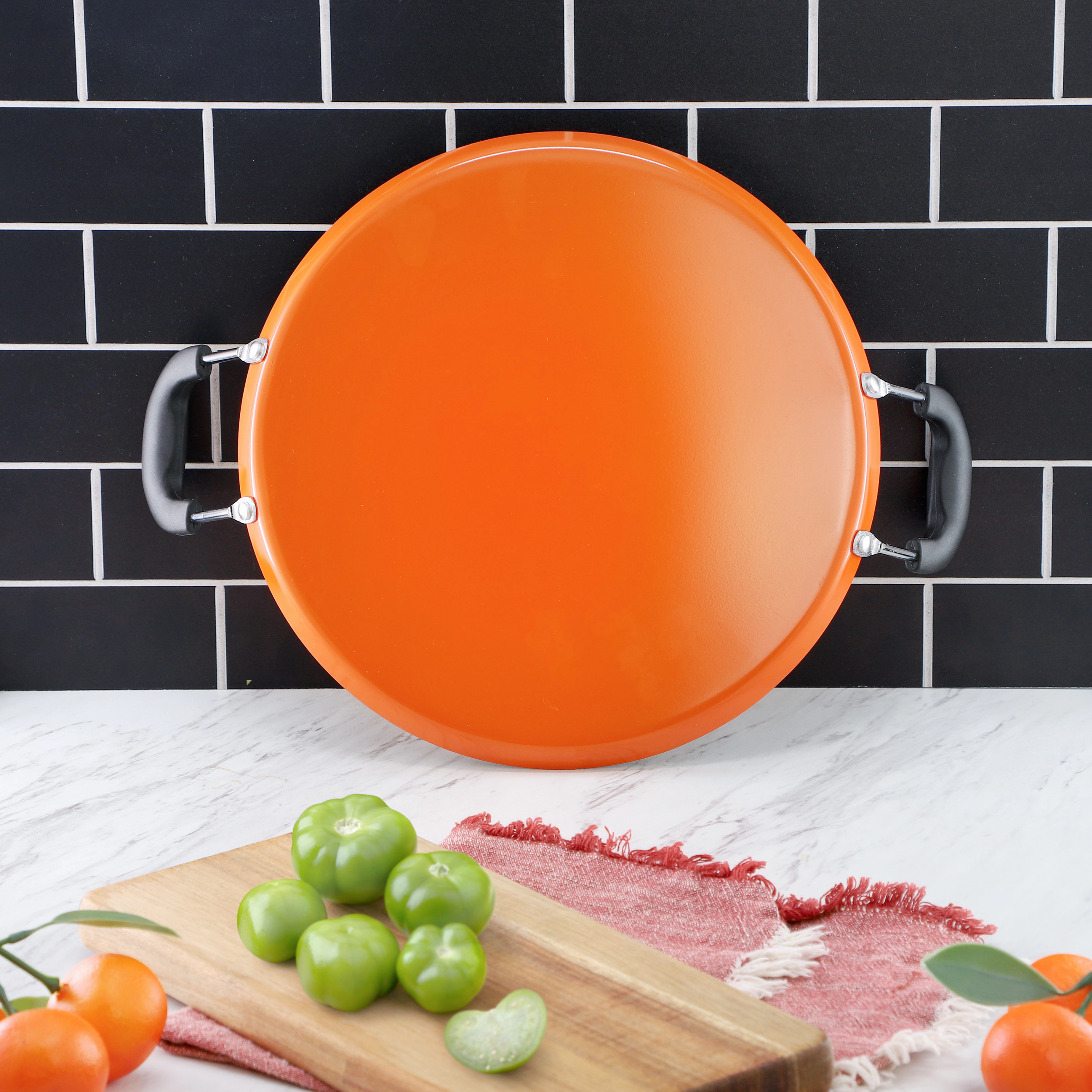 Gibson Home Reinosa 11 Inch Round Nonstick Carbon Steel Comal Pan in Orange