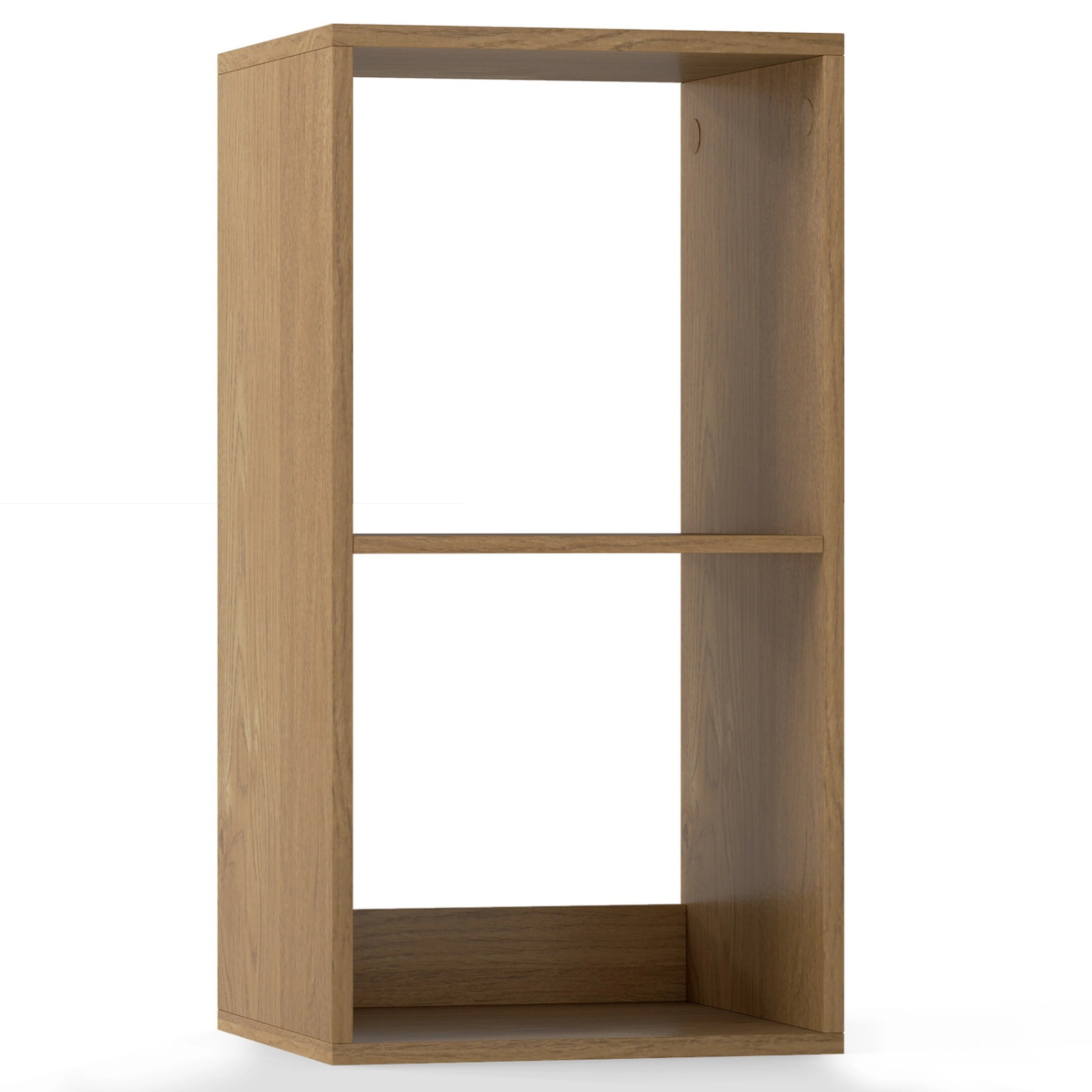 SUGIFT 2-Cube Bookshelf with Back Guardrail 27.5-in Tall 110-lb Capacity Natural