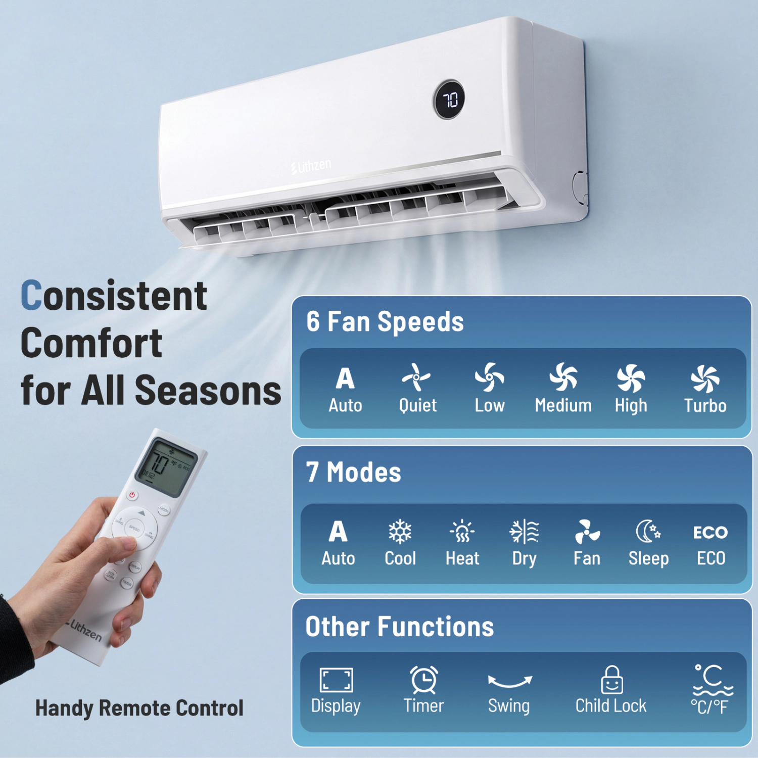 LJG Aire Acondicionado Minisplit 12000 BTU 18.1 SEER2 115V- Funciona Con Alexa | Frío Y Calor Para Todo El Año