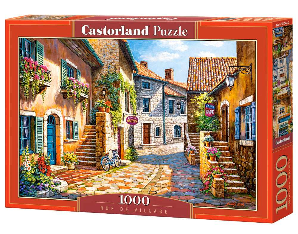 CASTORLAND 1000 Piece Jigsaw Puzzle, Rue de Village, France, Painting Puzzle, Adult Puzzle, Castorland C-103744-2