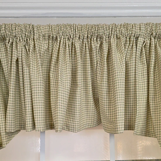 RLF Home 100% Cotton 3-PC Crosswell Center/Jabot set Fully lined Rod Pocket Valance 75" x 23"  Sage