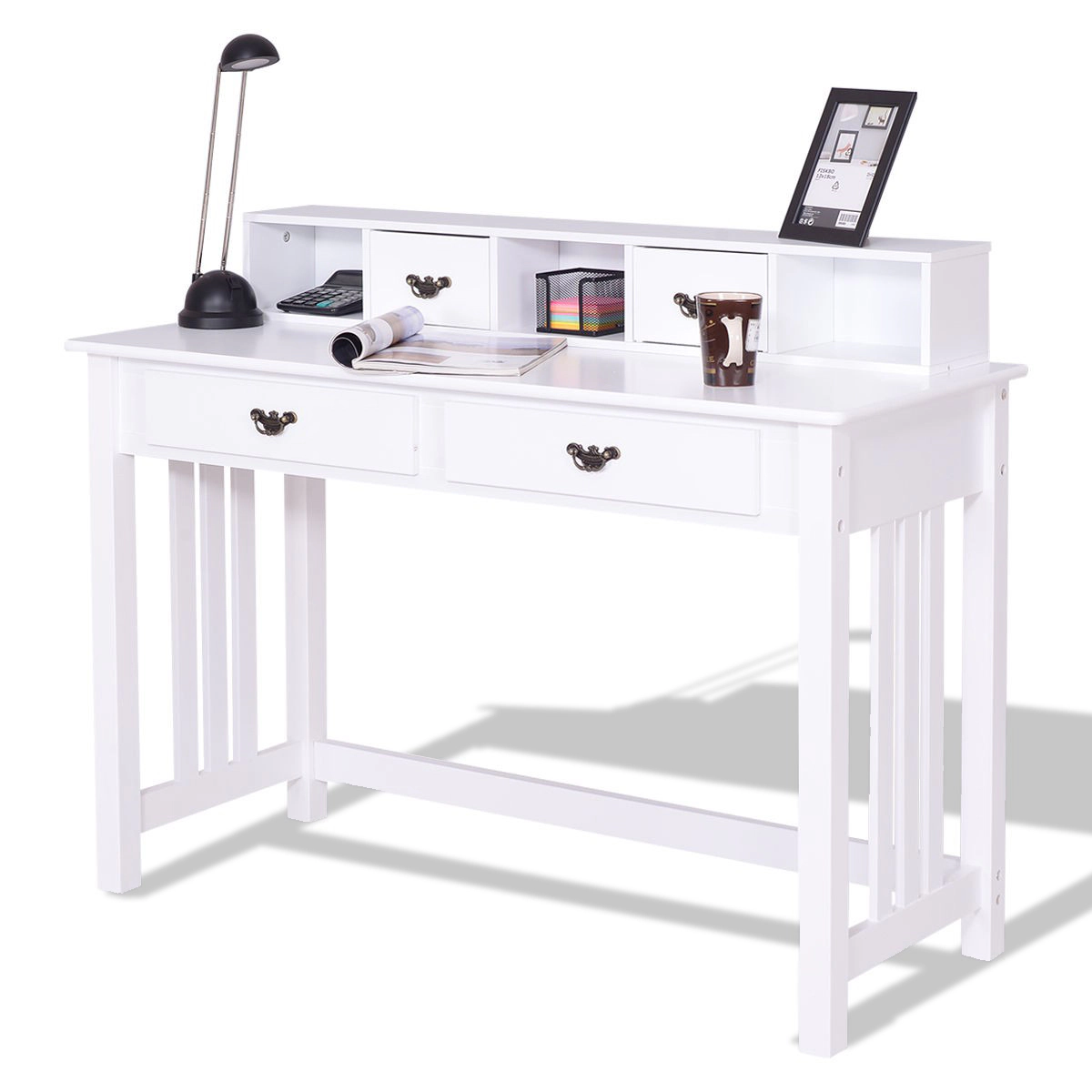 LJG Home Office Writing Desk with 4 Drawer Computer Study Table