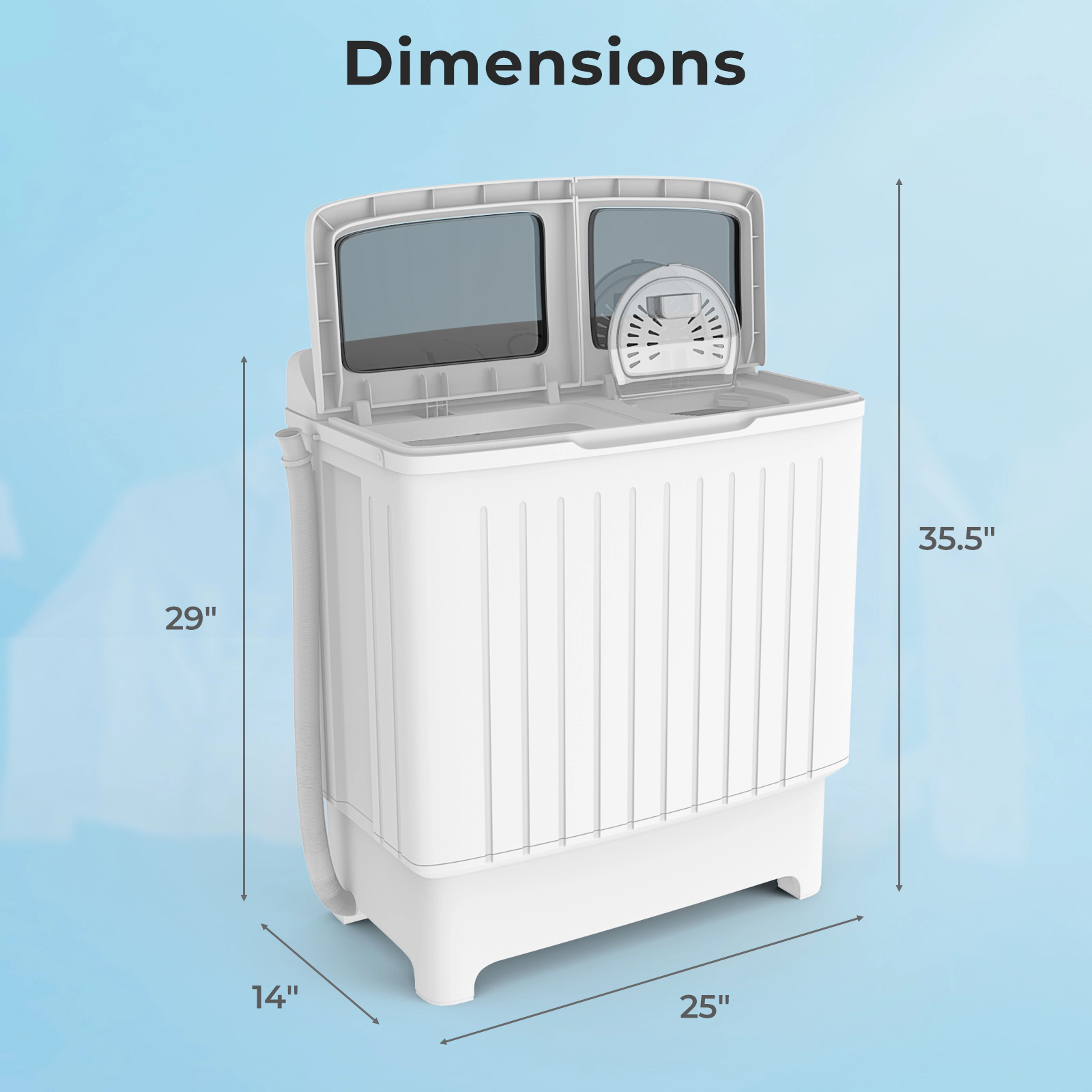 SUGIFT Gray Twin Tub Portable Washing Machine with 12-lb Washer and 8-lb Spinner 25-in W 14-in D 29-in H