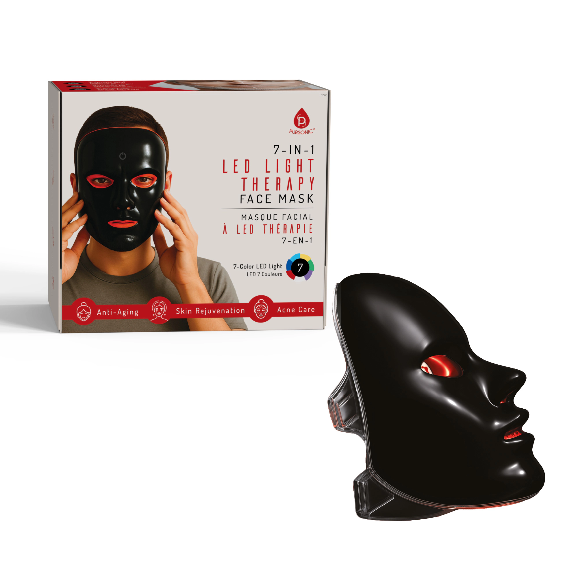Pursonic Women’s LED Light Therapy 7-in-1 Face Mask – Advanced Skincare at Home!