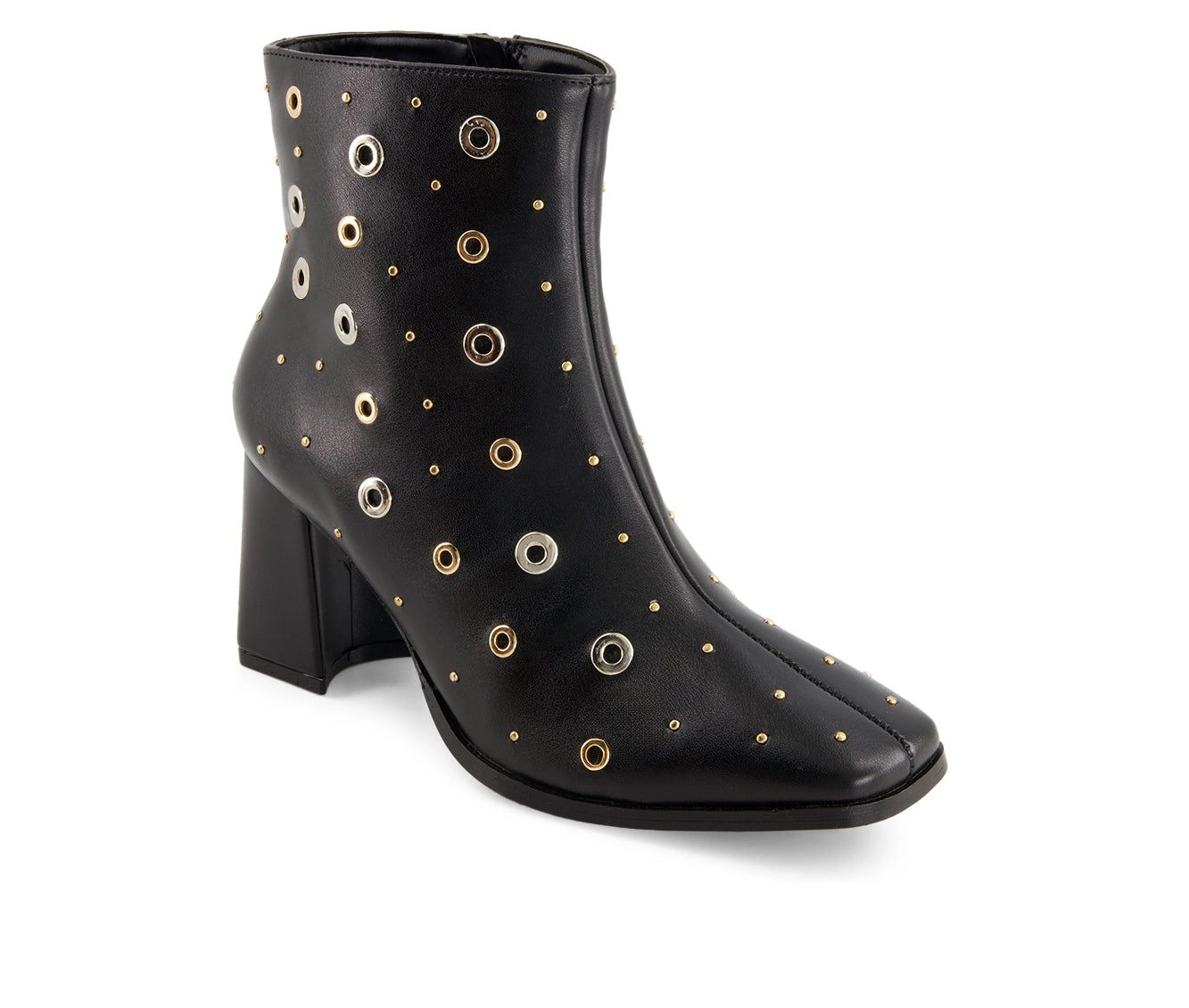 Andrea Womens Medium Heel Riveted Ankle Booties