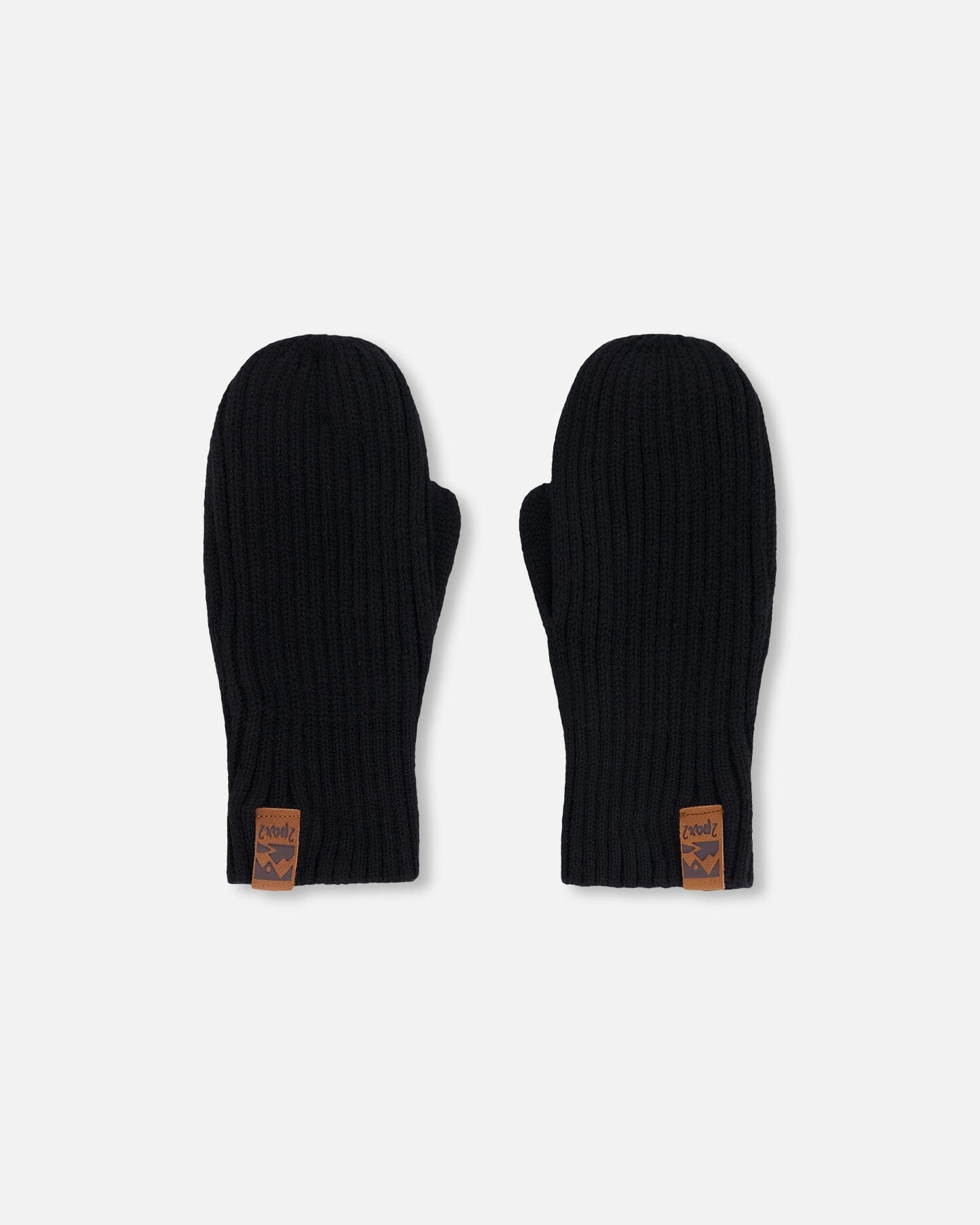 Deux par Deux Unisex Ribbed Knit Logo Cuff Mittens