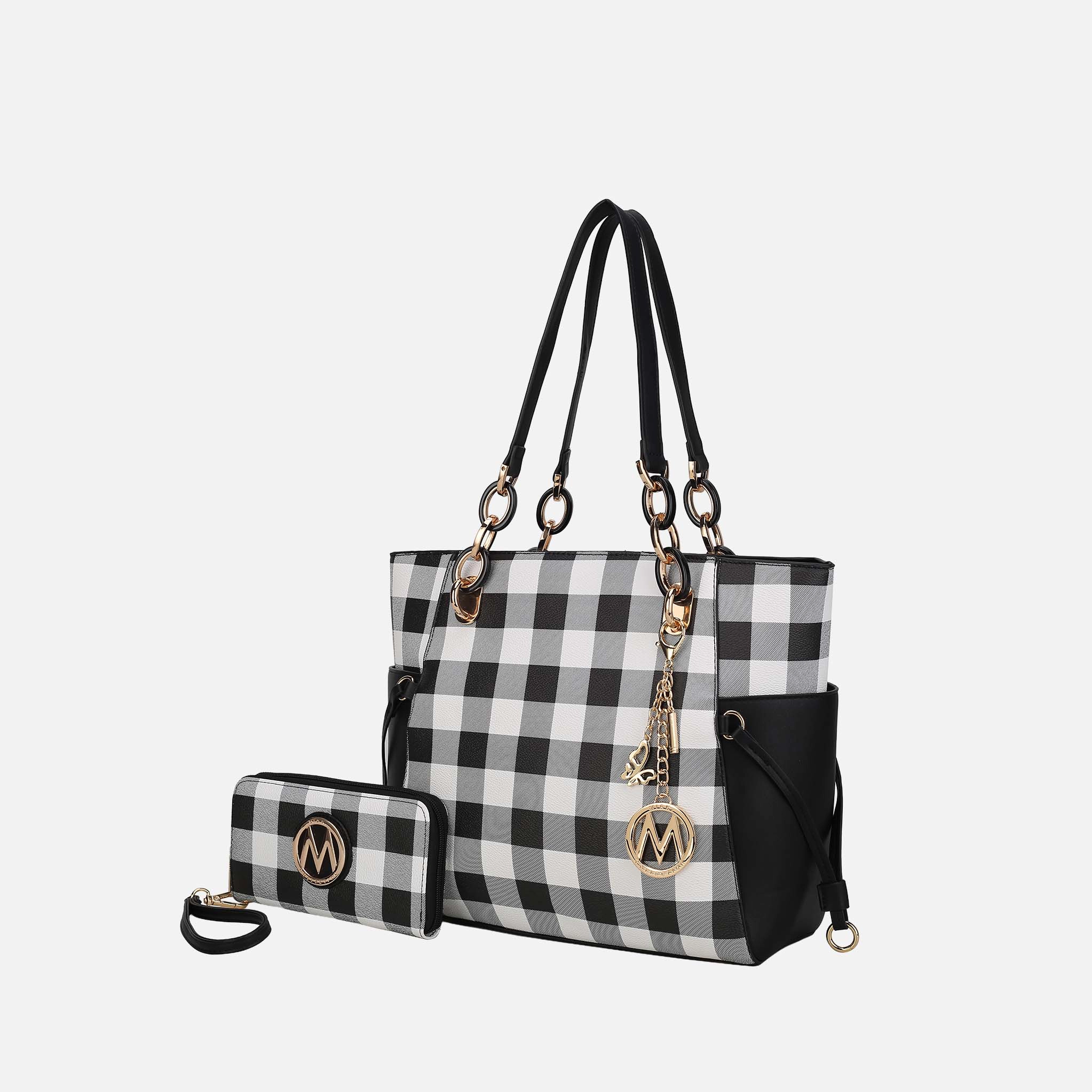 Mia K Collection Vegan Leather Tote with Wallet and Gold-Tone Hardware