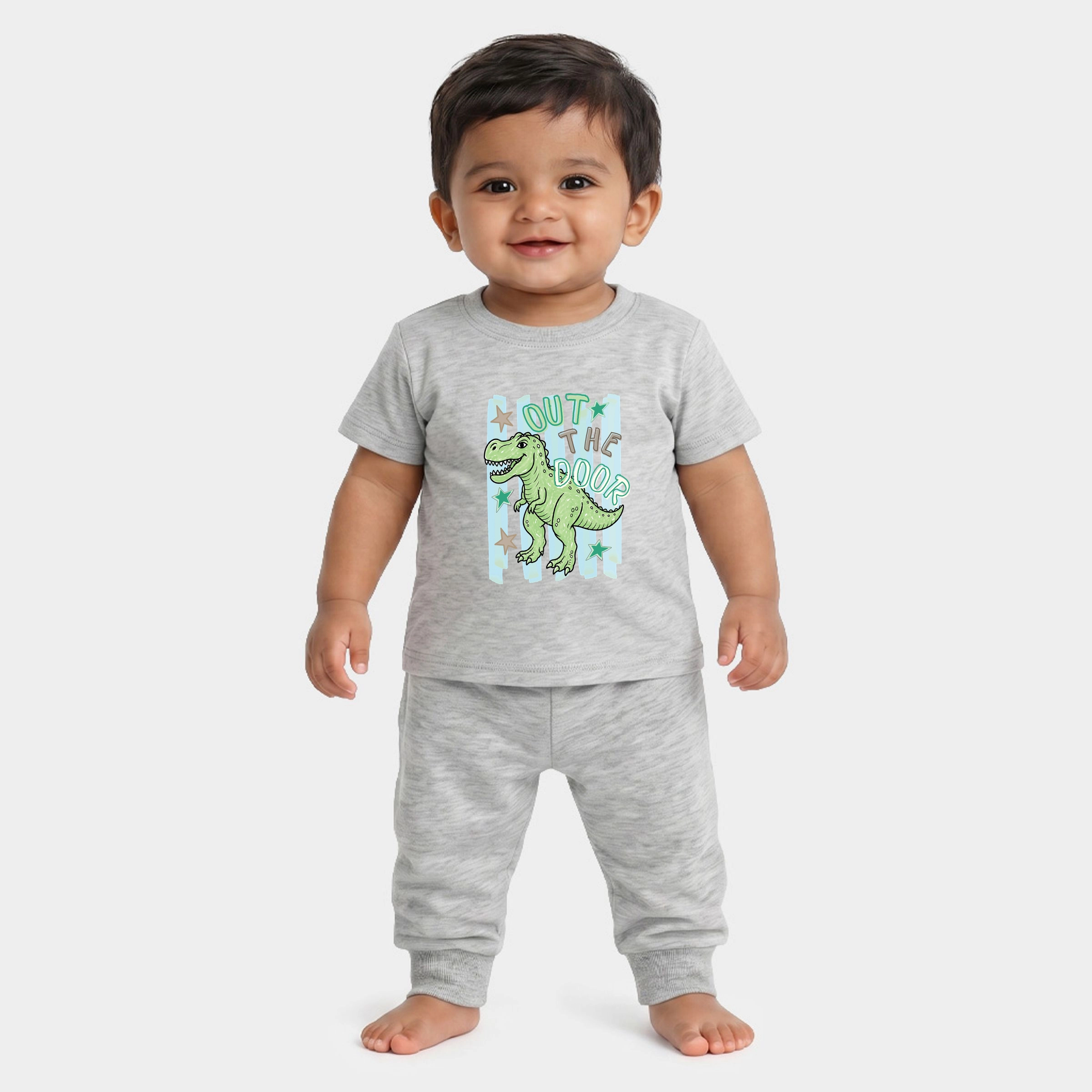 The Juniper Shop - Infant Jogger Pant Crew Set Out Door Dinosaur