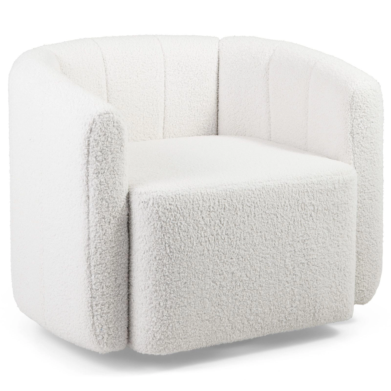 SlickBlue 360 Swivel Accent Barrel Chair with Sherpa Fabric White