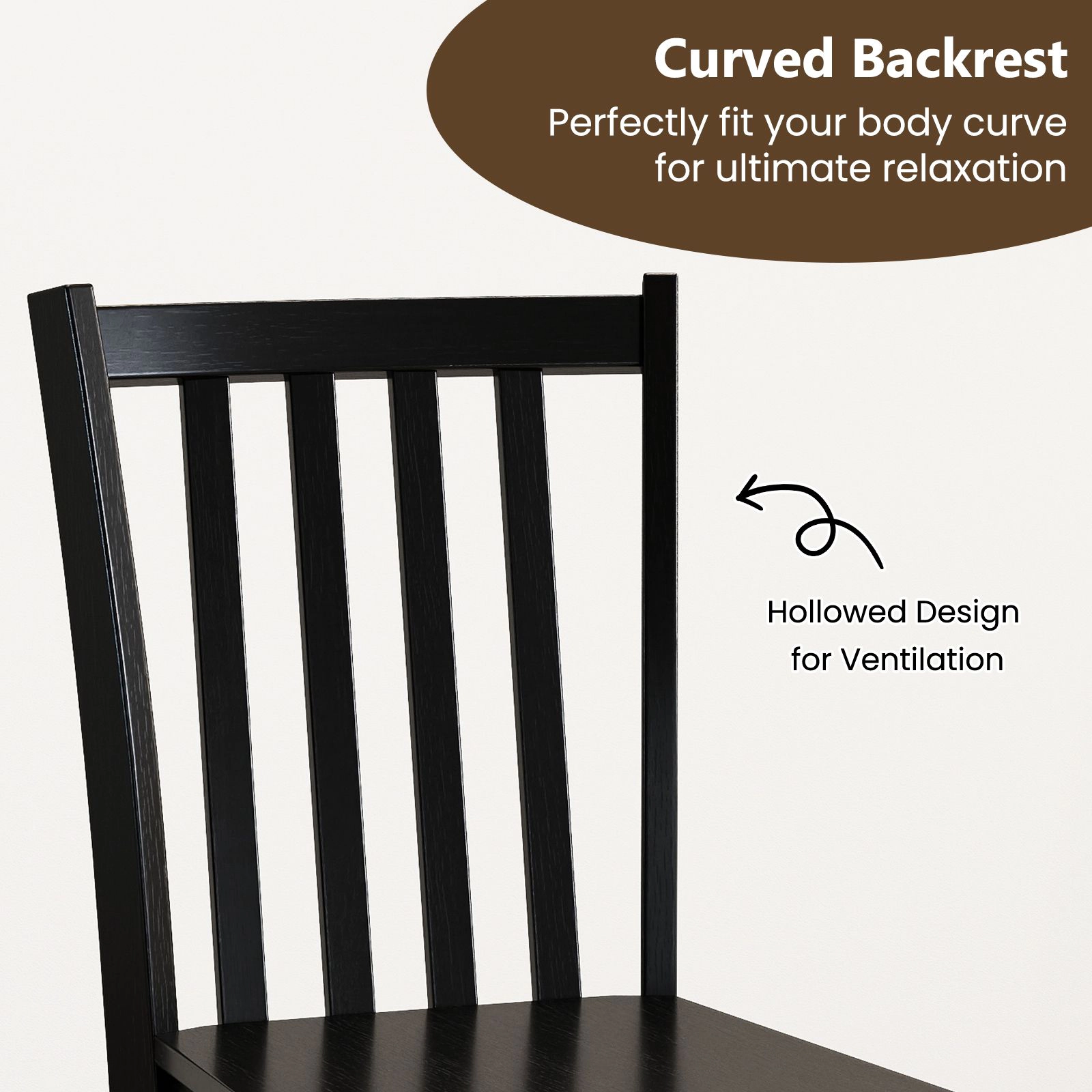 SlickBlue Unisex Set of 2 Rustic Wooden Dining Chairs with Slat Backrest