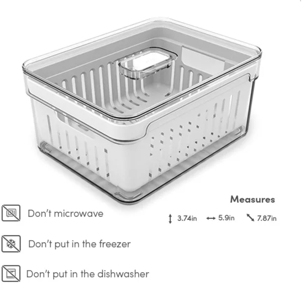 OU Fridge Organizer Bin w/ Vented Lid, Clear Stackable Refrigerator Storage Container w/ Drain Tray, 4 Pack