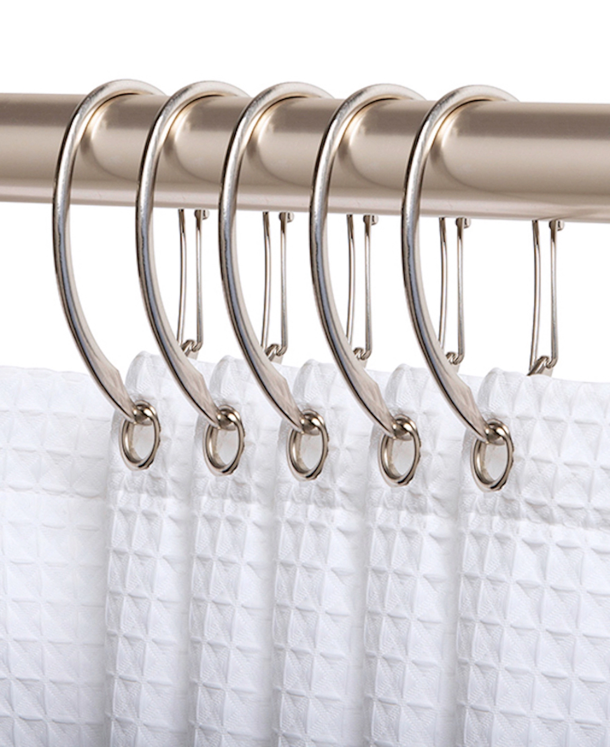 Utopia Alley Rust-Proof Zinc Shower Curtain Hooks with Clasp Closure for Bathroom & Curtains etc - Set of 12