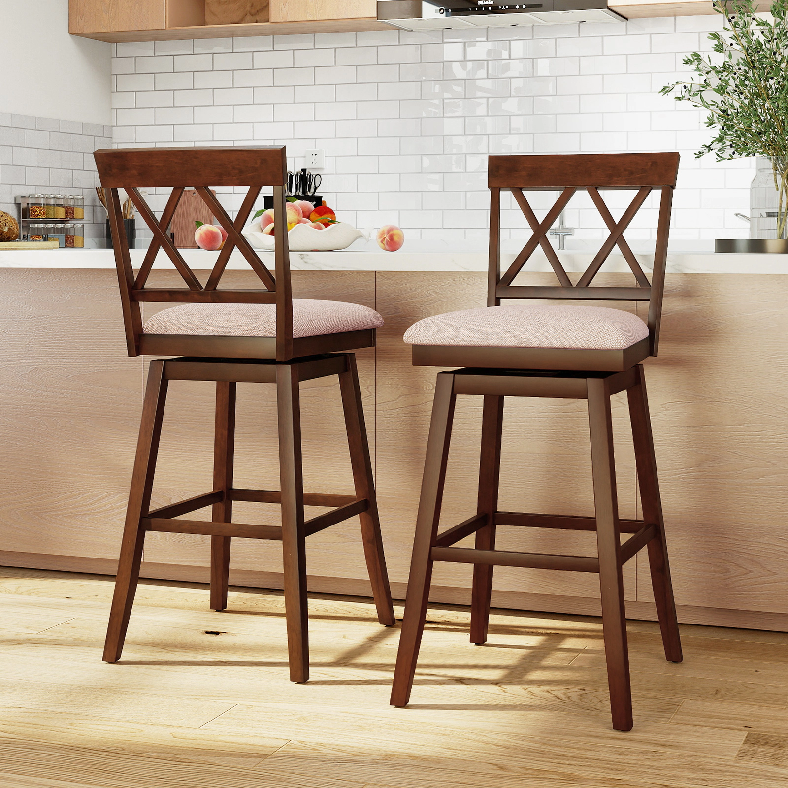LJG 29 Inch Counter Height Barstools with Backrest and Upholstered Seat Cushion for Kitchen Dining Room