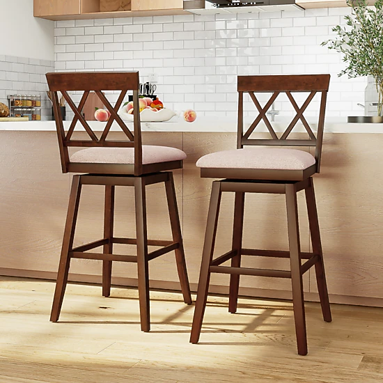 LJG 29 Inch Counter Height Barstools with Backrest and Upholstered Seat Cushion for Kitchen Dining Room